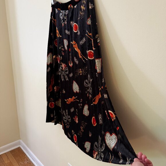 Maeve by Anthropologie Montparnasse Pleated Velvet Midi Skirt Sz Medium - Picture 3 of 7